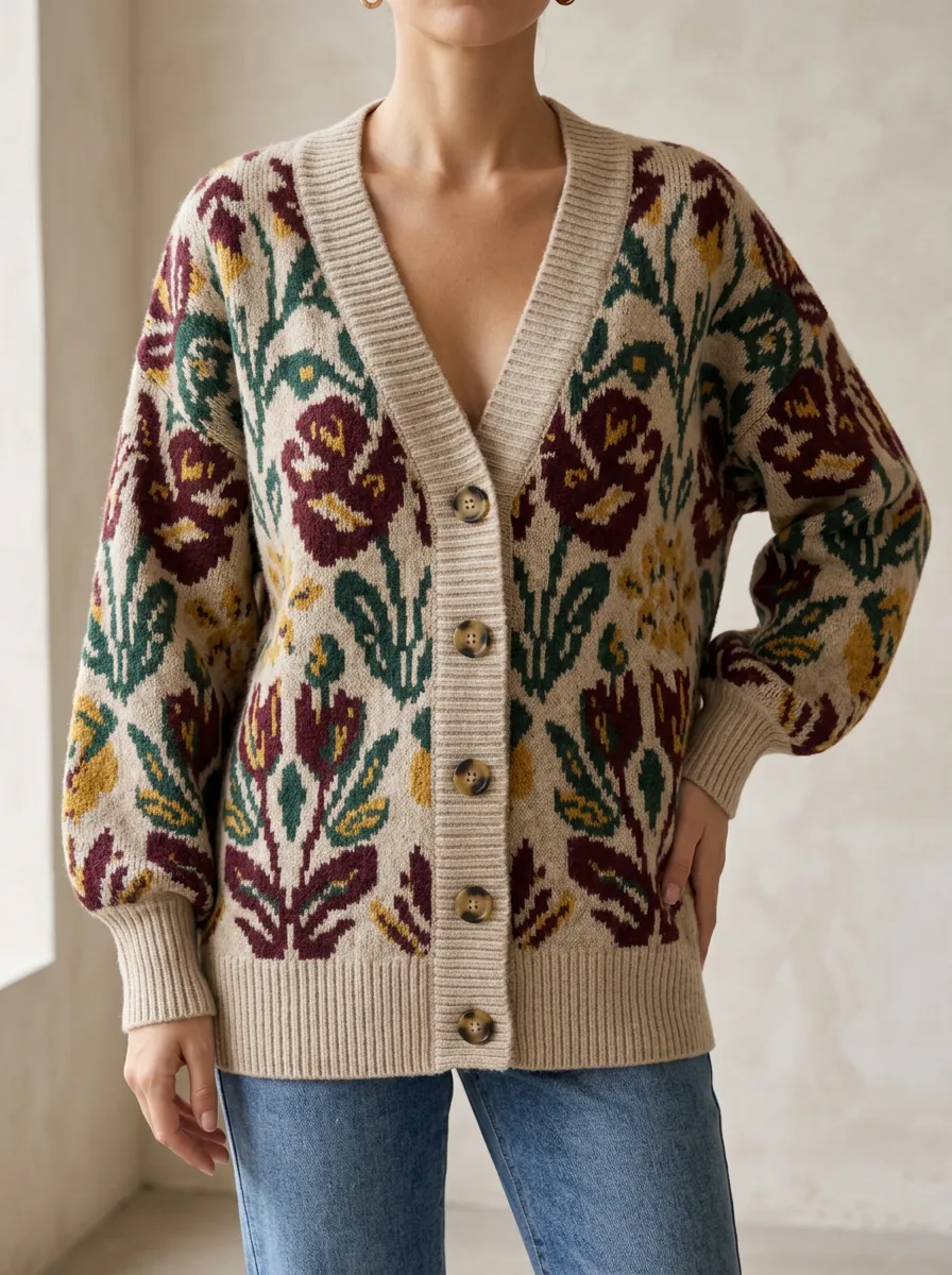 Layering Style V Neck Button Front Women's Soft Knit Cardigan