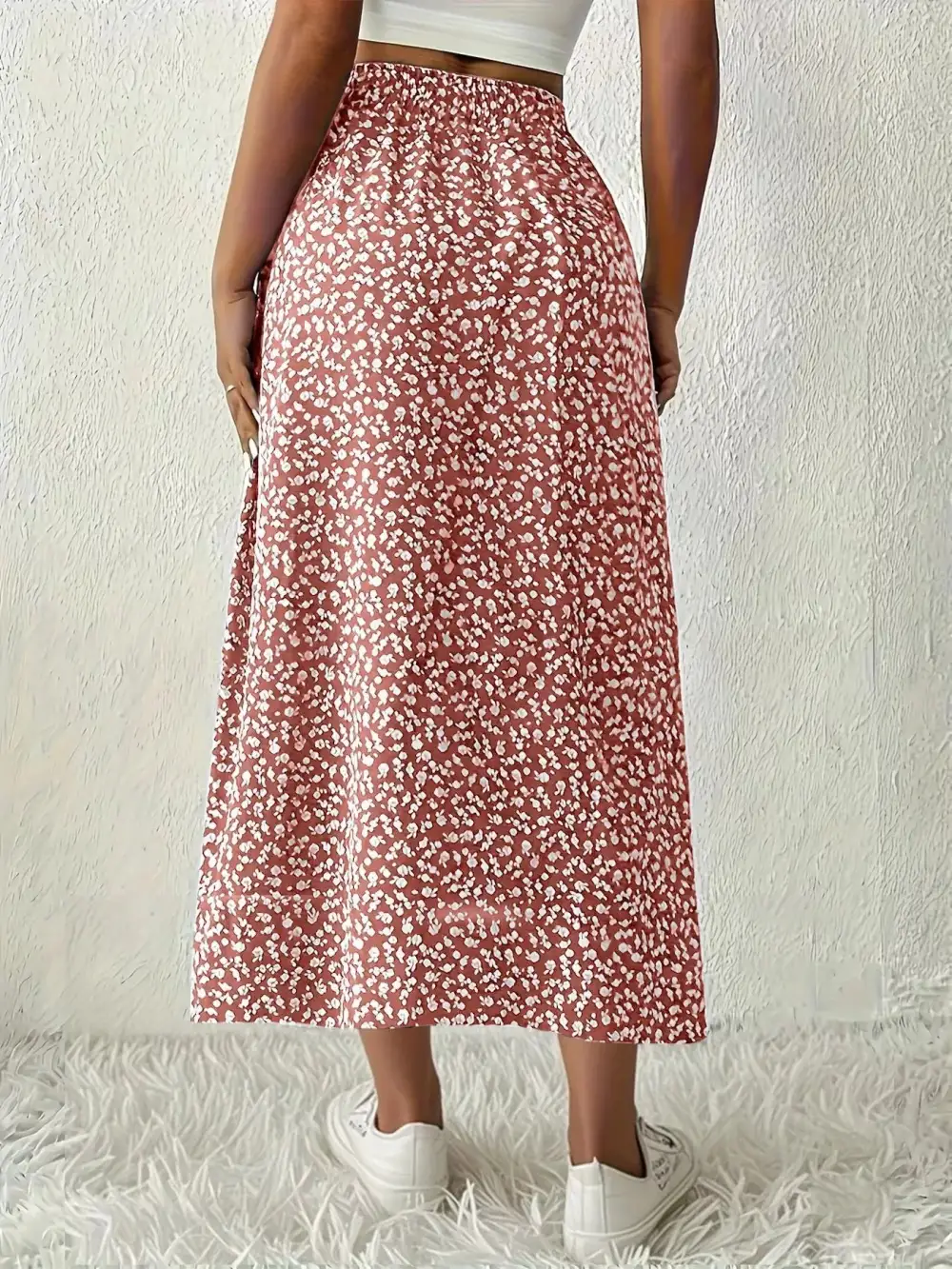 Wearable Printed Slit Detail Skirt