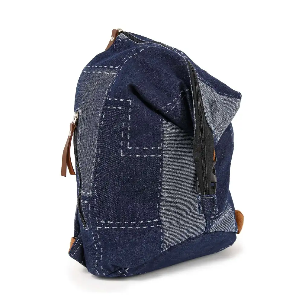 Top Handle Pocketed Patchwork Canvas Casual Backpack