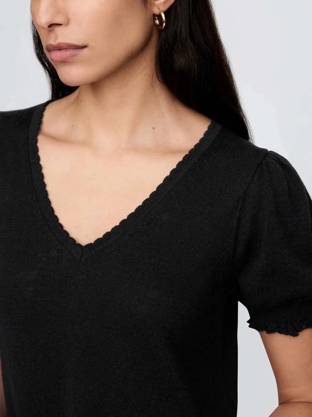 Bubble Sleeve Short Sleeved Sweater