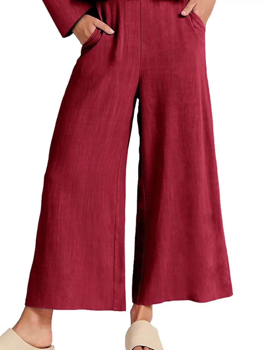 Ruffled Hem Long Sleeve Top and Pants Set