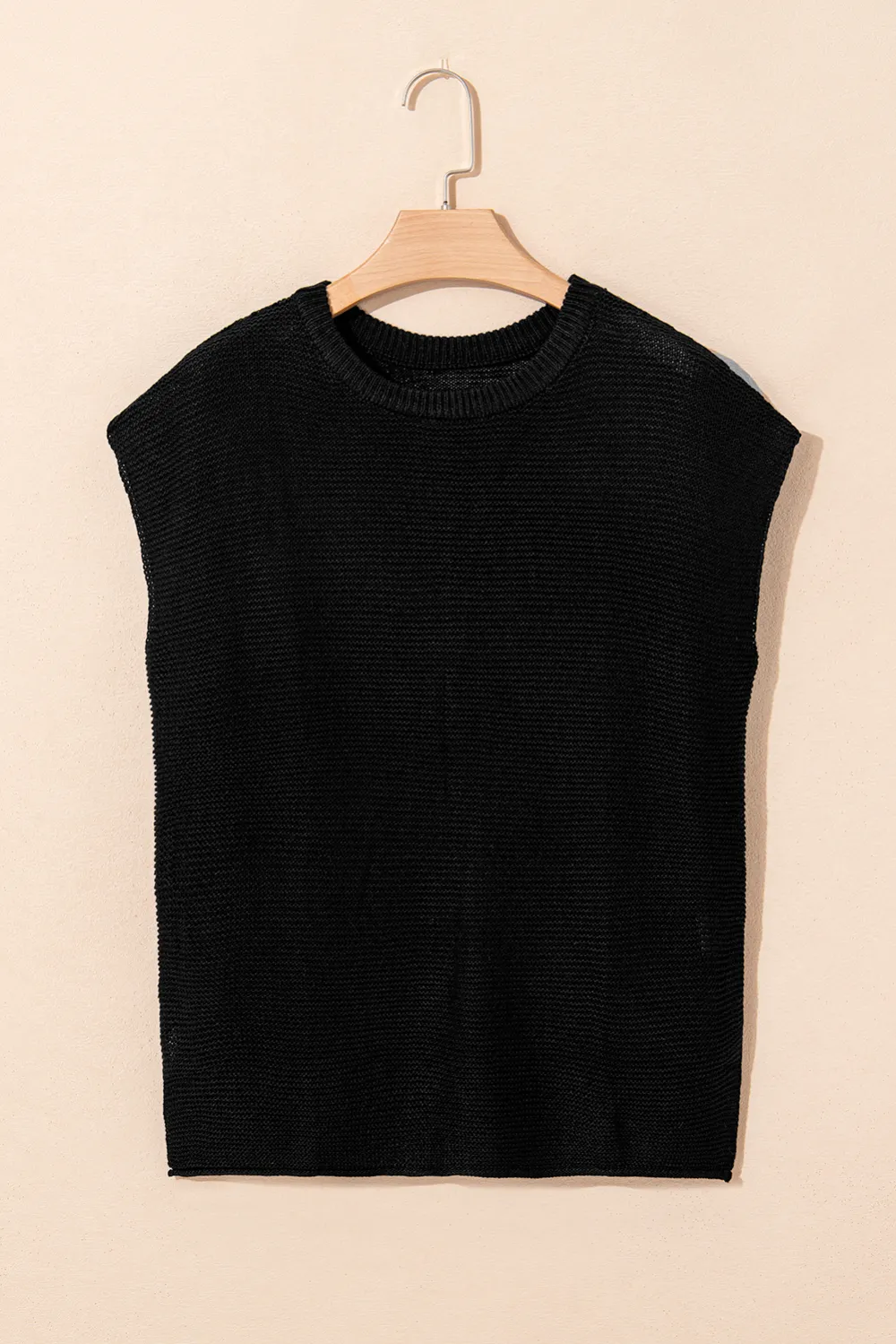 Black Sweater Side Slits Tee