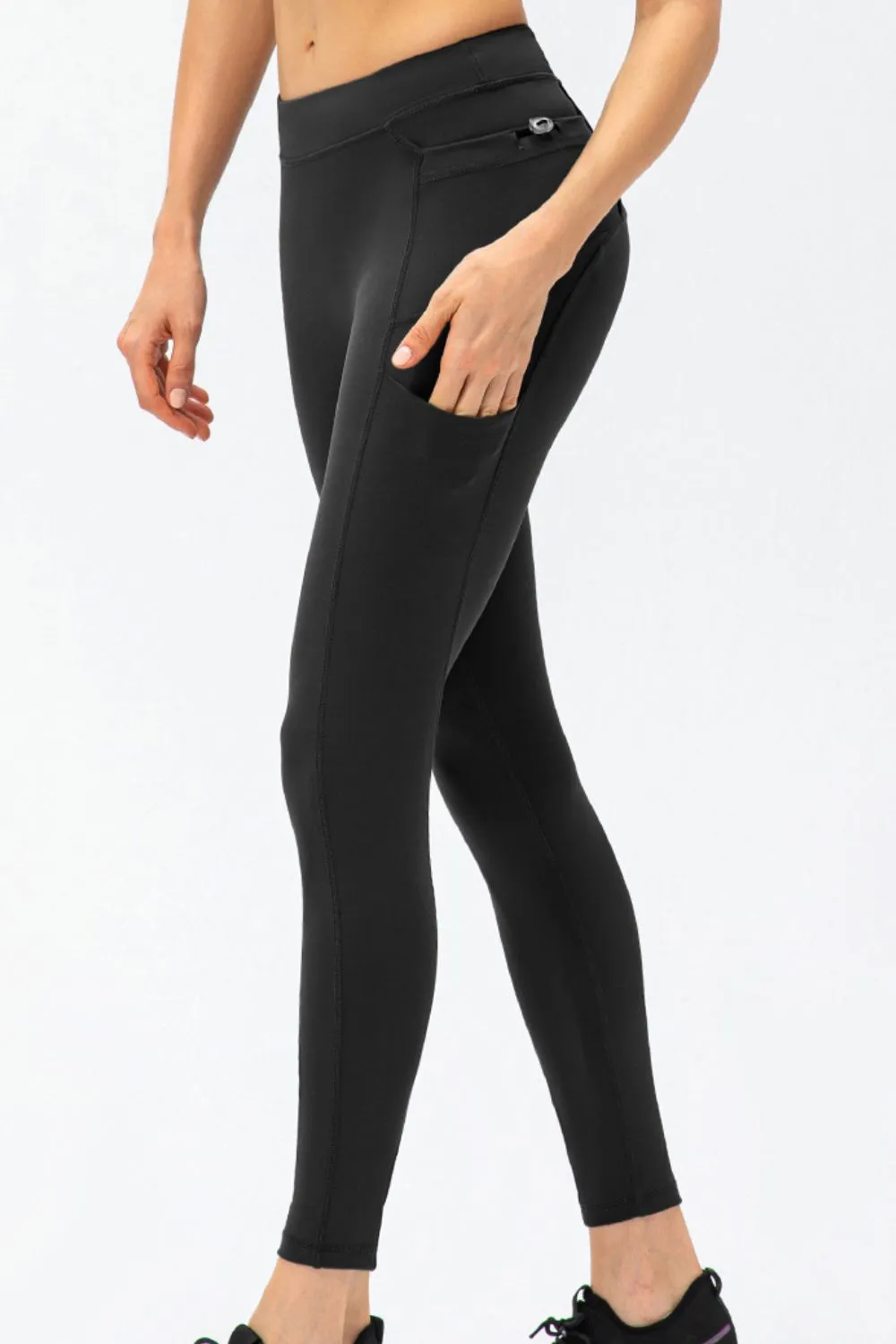 Slim Fit High Waist Long Sports Pants With Pockets