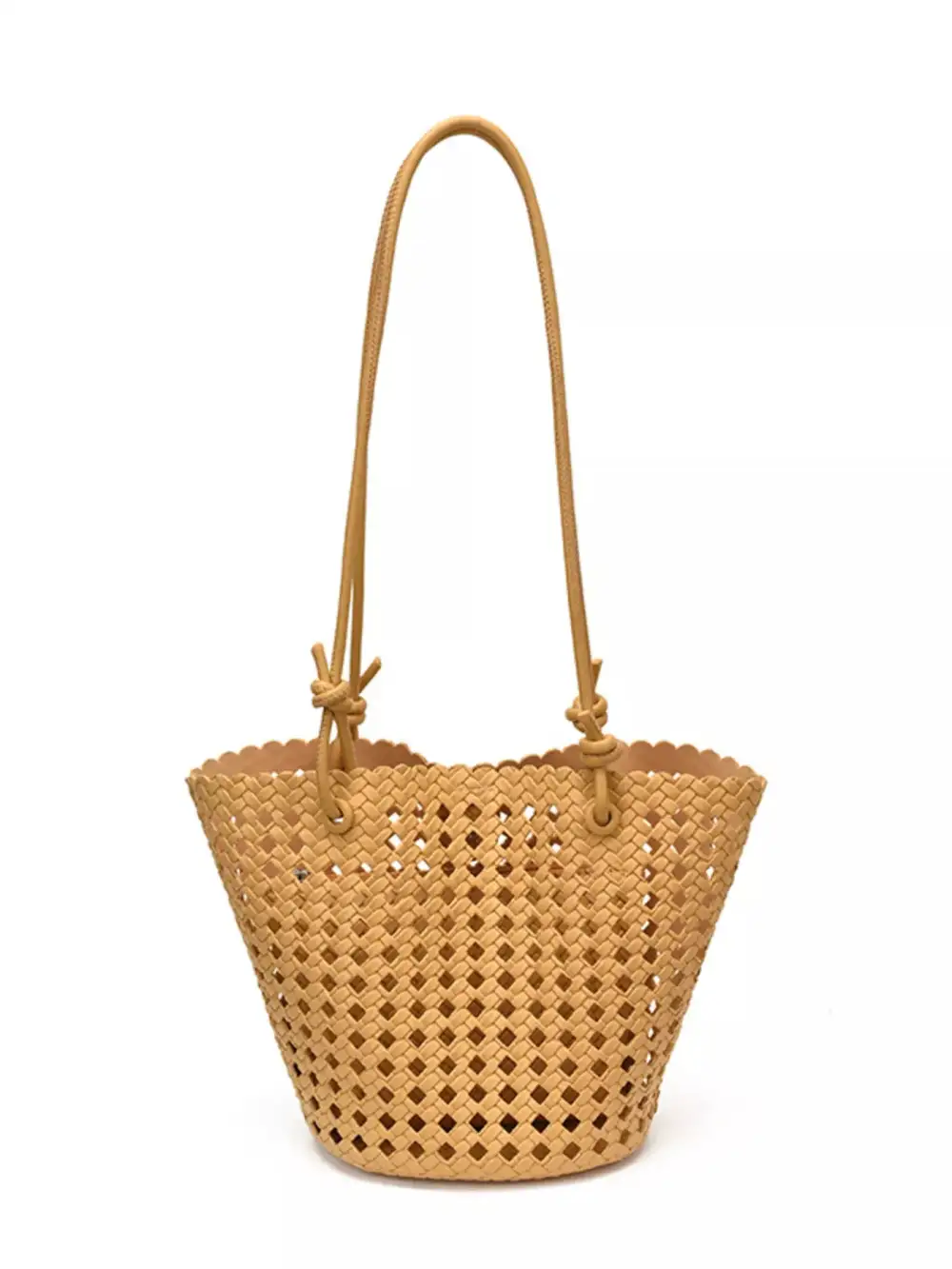 Women's Structured Woven Leather-Look Shoulder Bag