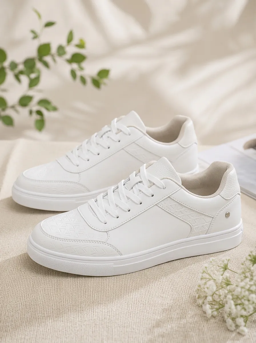 Men's Minimalist Geometric Pattern Embossed Printed Sneakers