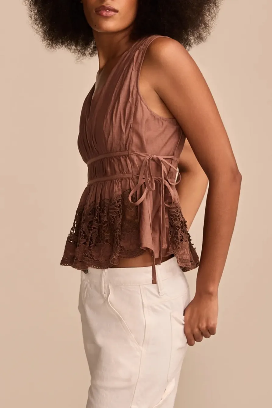 Lace Ruched Tank Top