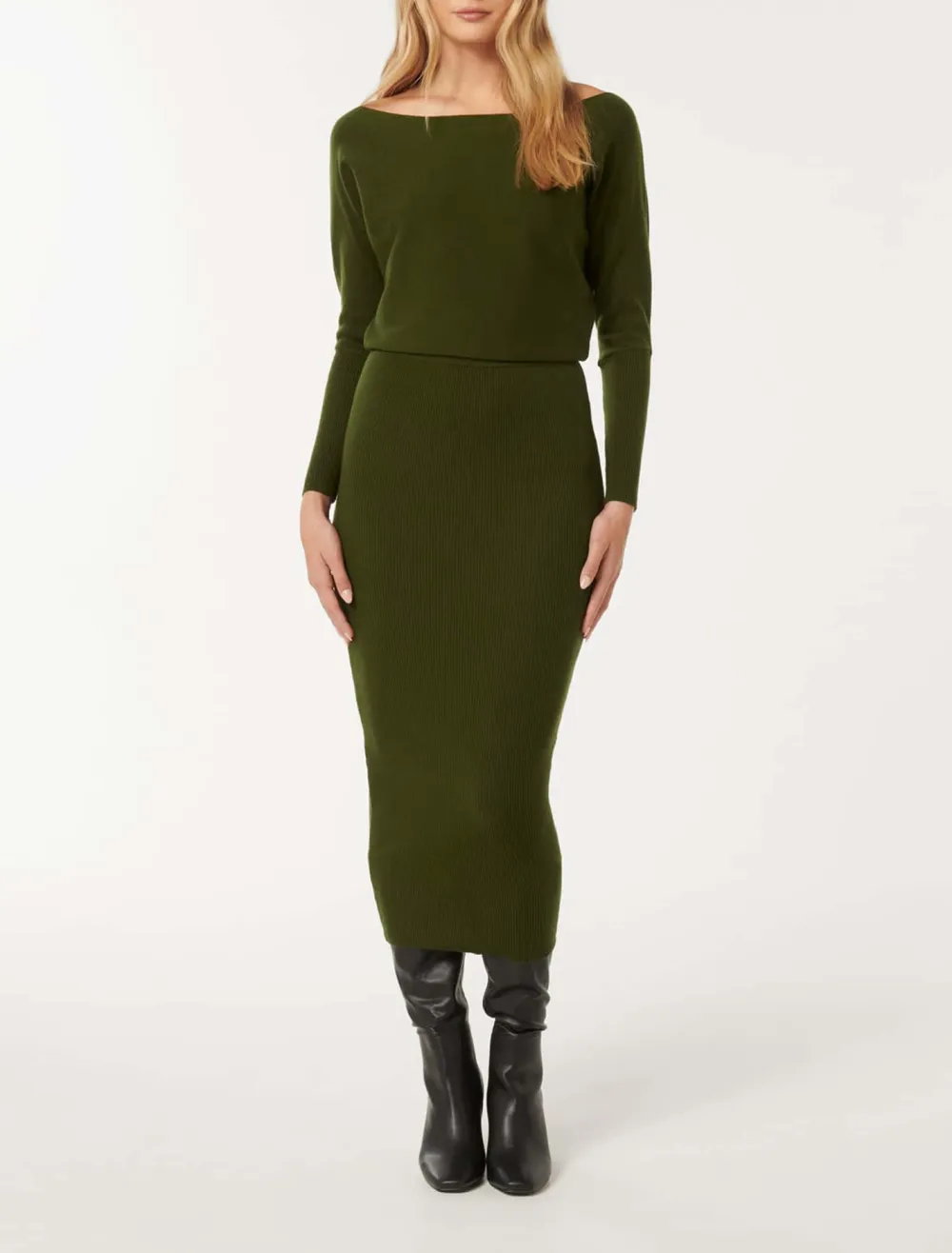 Off-Shoulder Midi Dress