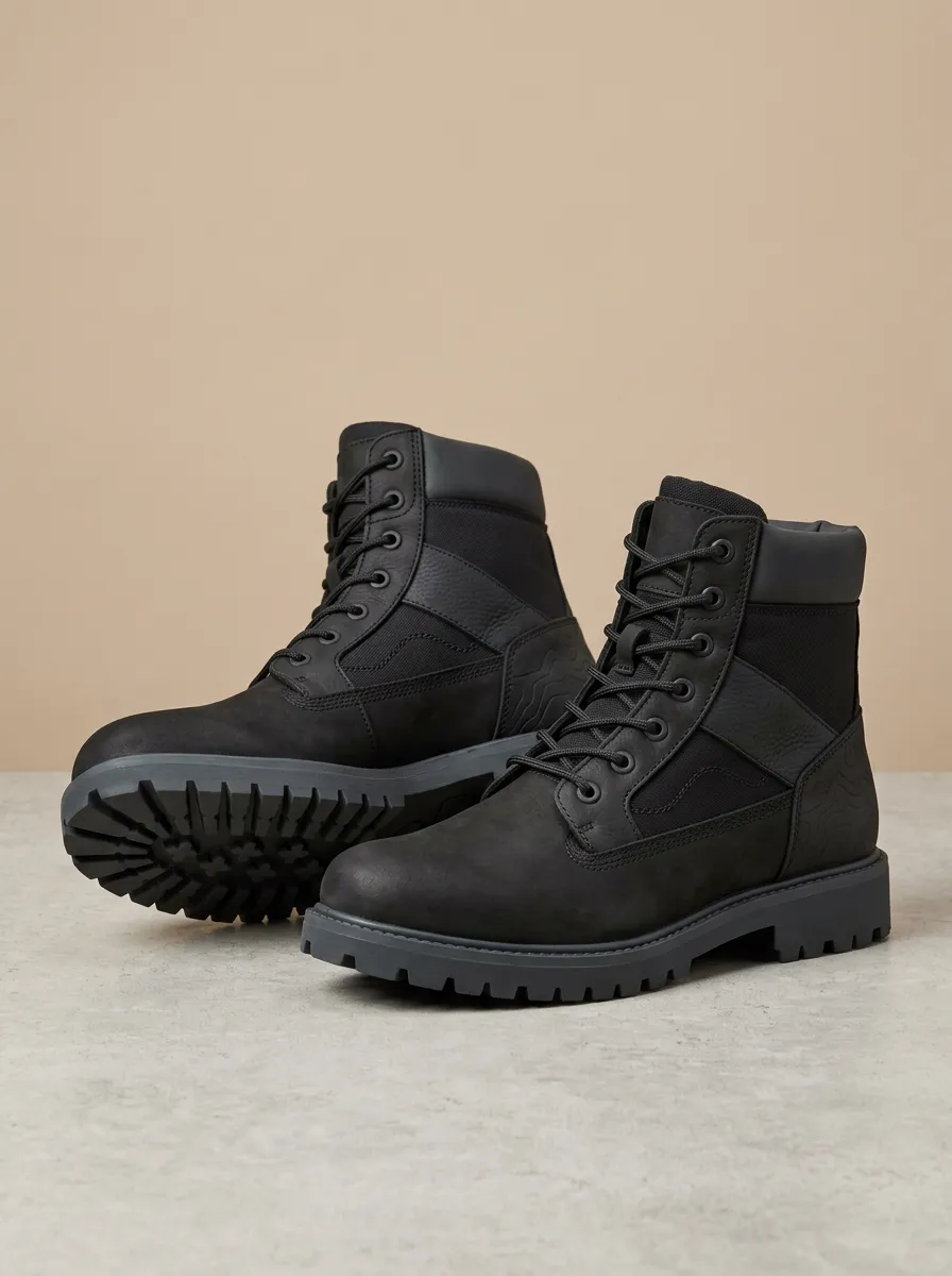 Unisex Tactical Style Topographic Pattern Print Work Boots