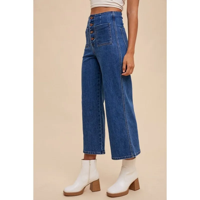 Button-Fly High-Waist Jeans