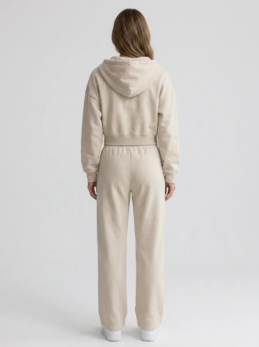 Minimal Women's Cropped Zip-Up Hoodie Jogger Active Set
