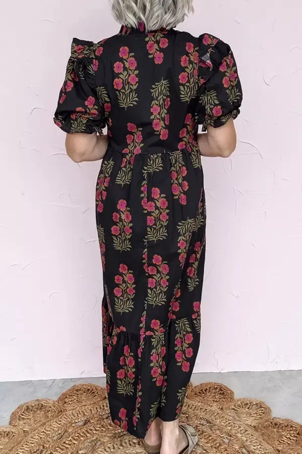 Floral Printed Tiered Maxi Dress