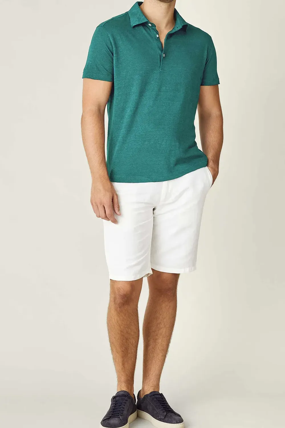 Breathable Polo Linen Jersey-Green
