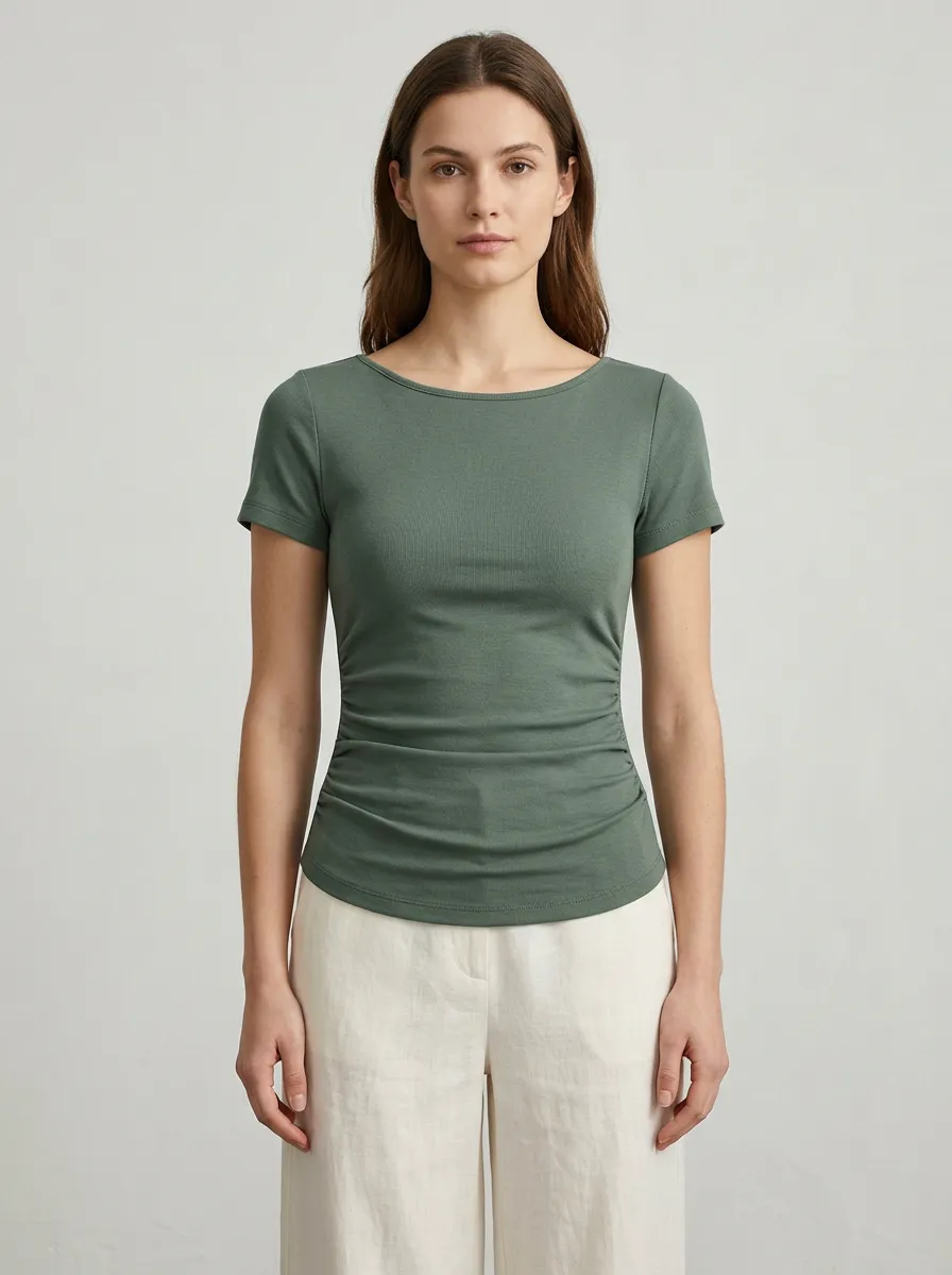 Sleek Side-Ruched Ruched Fitted Fitted Top