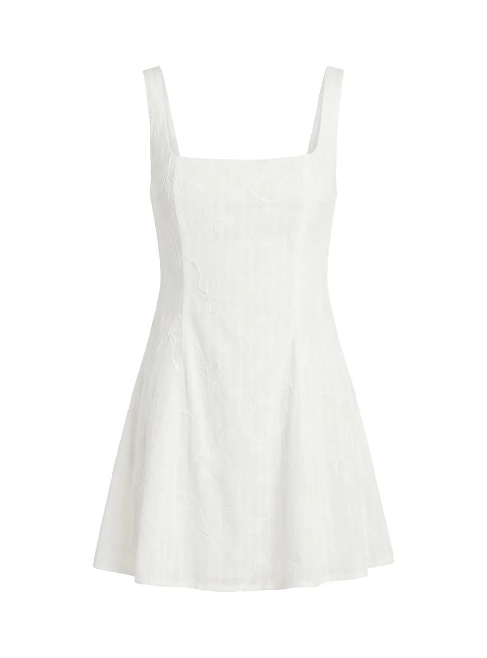 White Embroidered Floral Mini Dress