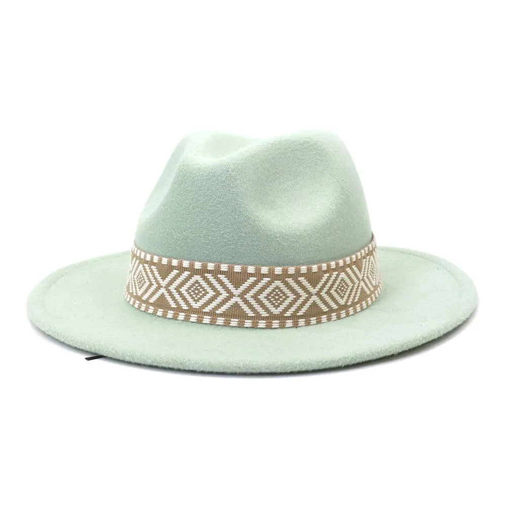 Belt Retro Flat Fedora Hat