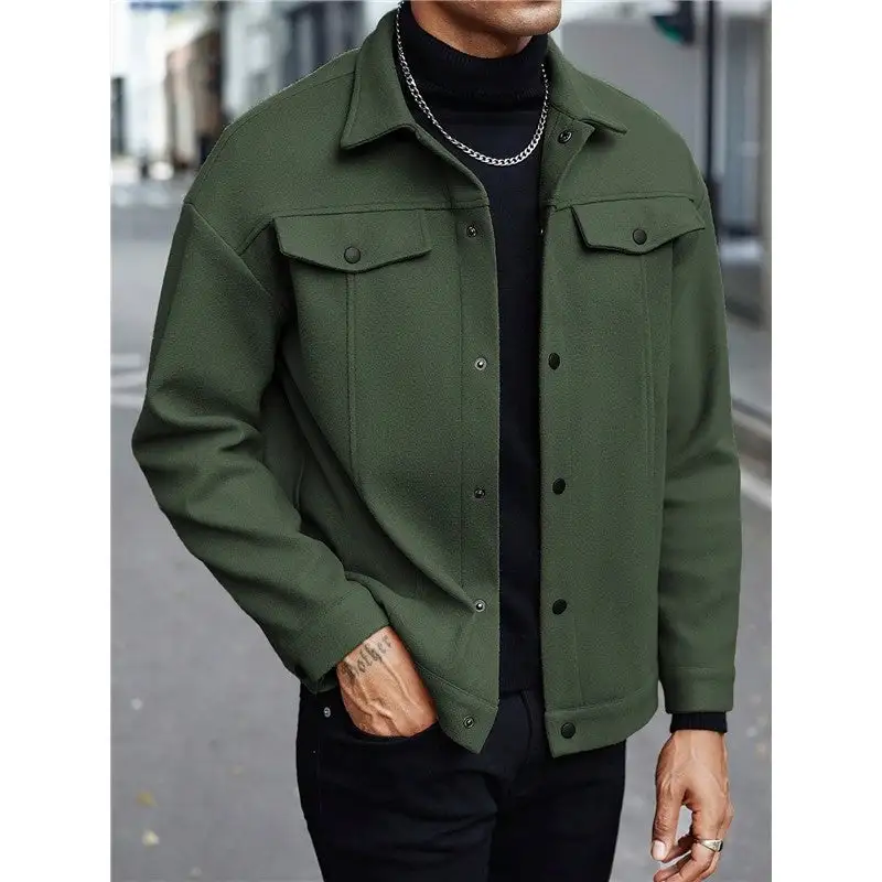 Lapel Wool-Blend Relaxed Outerwear Coat