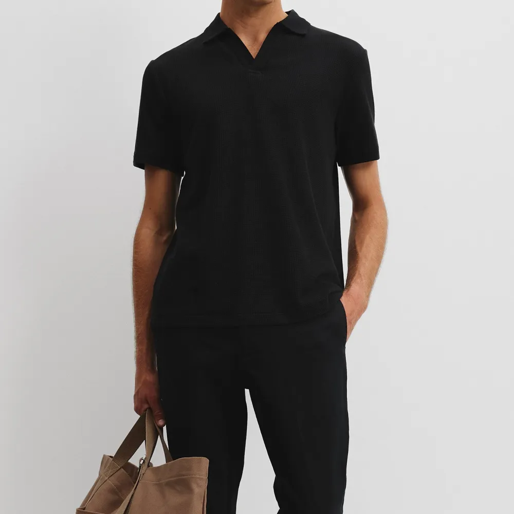 Men's Waffle Knit Polo Shirt
