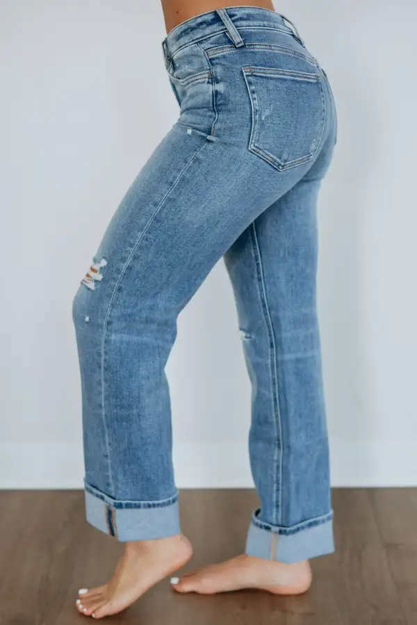 Women's High Rise Wide Leg Slim Fit Jeans