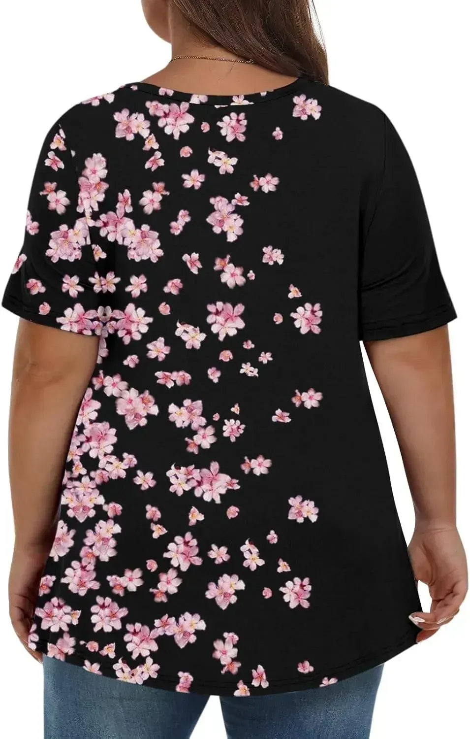Plus Size Tops for Women Dressy Short Sleeve V Neck Shirts for Women Summer Tops for Women 2024 Floral Print Top