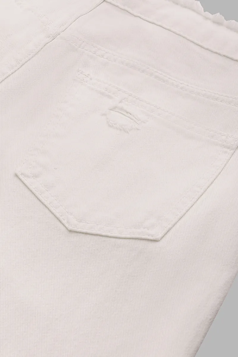 Mid Waist Ripped Raw Hem Flare Jeans
