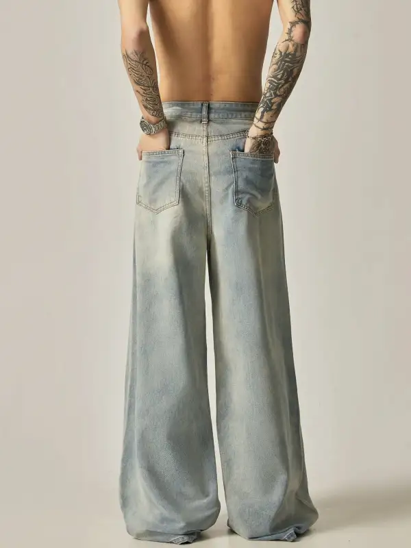 Ultra-Wide Bleached Jeans