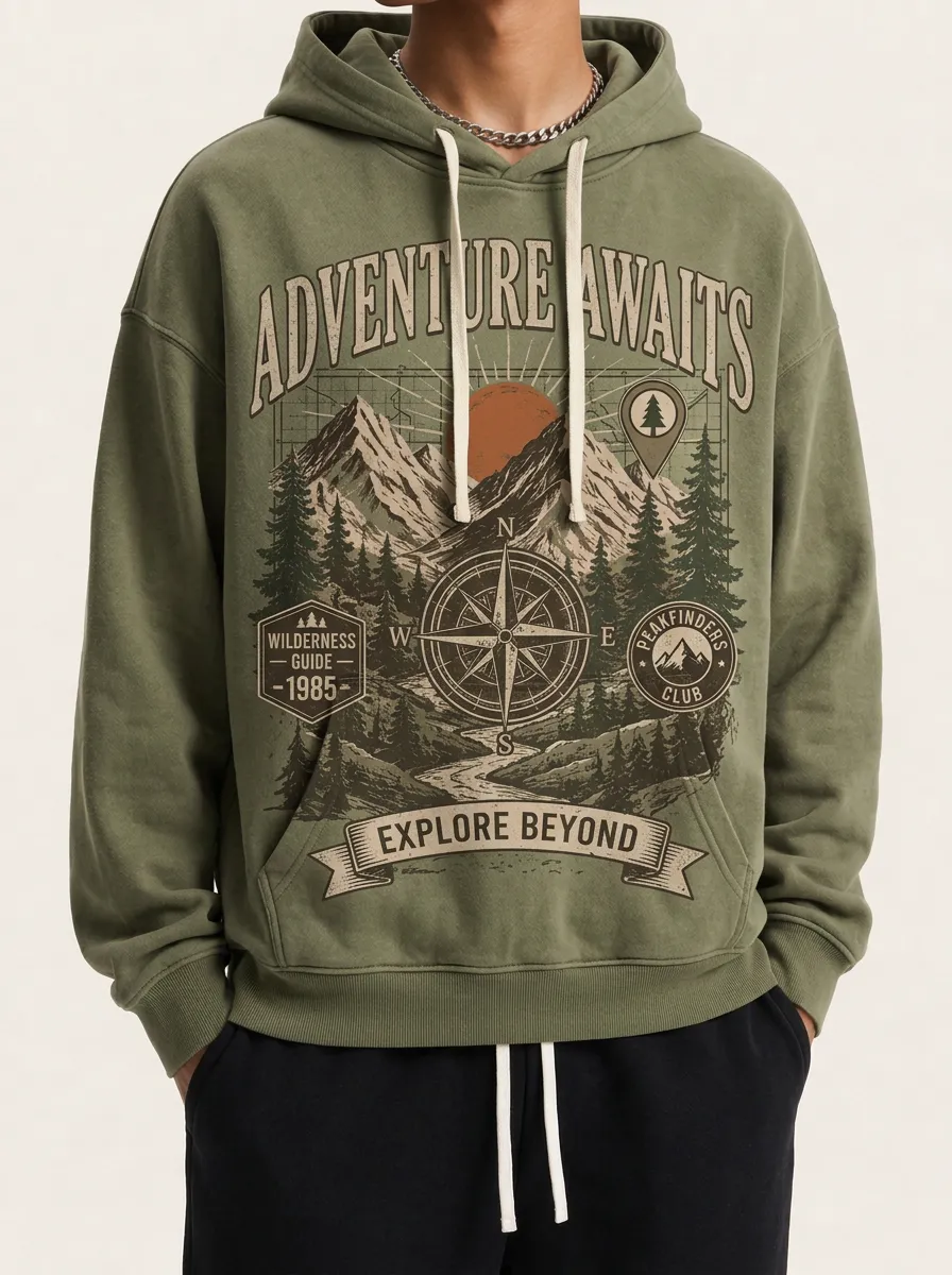 Men's Graphic Print Pullover Hoodie