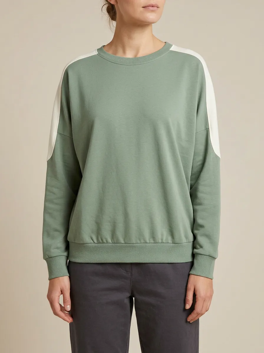 Women's Contrast-Sleeve Colorblock Crew-Neck Sweatshirt