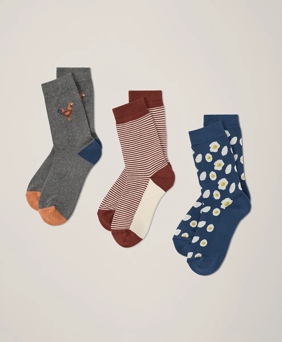Pattern Crew Socks 3-Pack