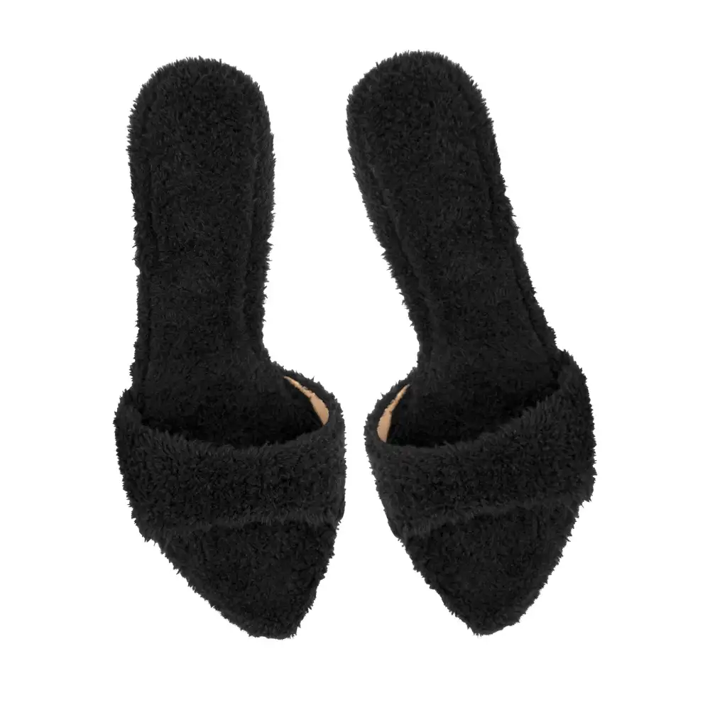 Sherpa Pointed Toe High Heel Sandals