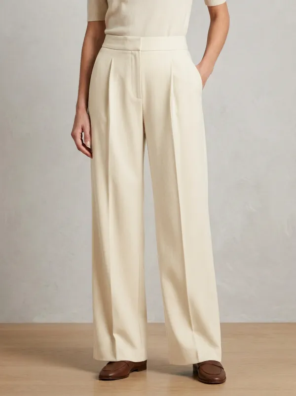 Refined Texture Pleated Wide-Leg Trousers