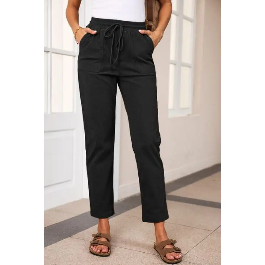 Classic Drawstring Straight Pants with Pockets