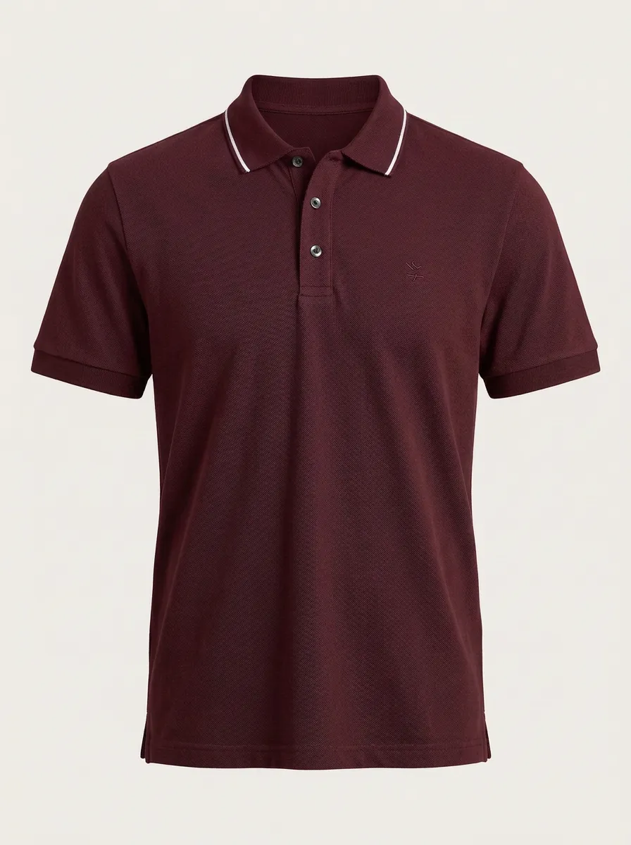 Men's Classic Comfort Tipped Collar Embroidered Polo Shirt