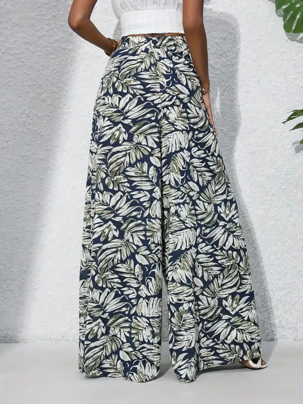 Wide Leg High Waist Printed Casual Pants