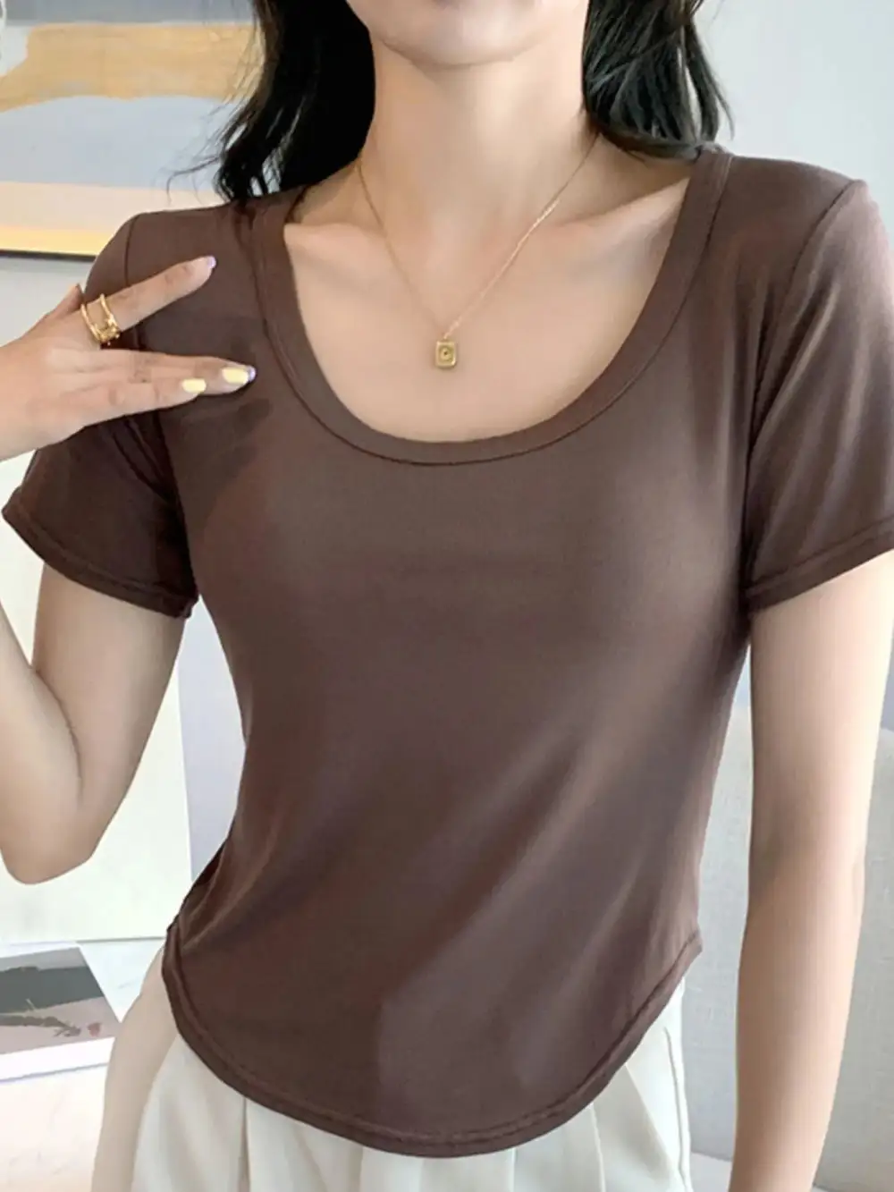 Playful Round-Neck Short-Sleeve T-Shirt