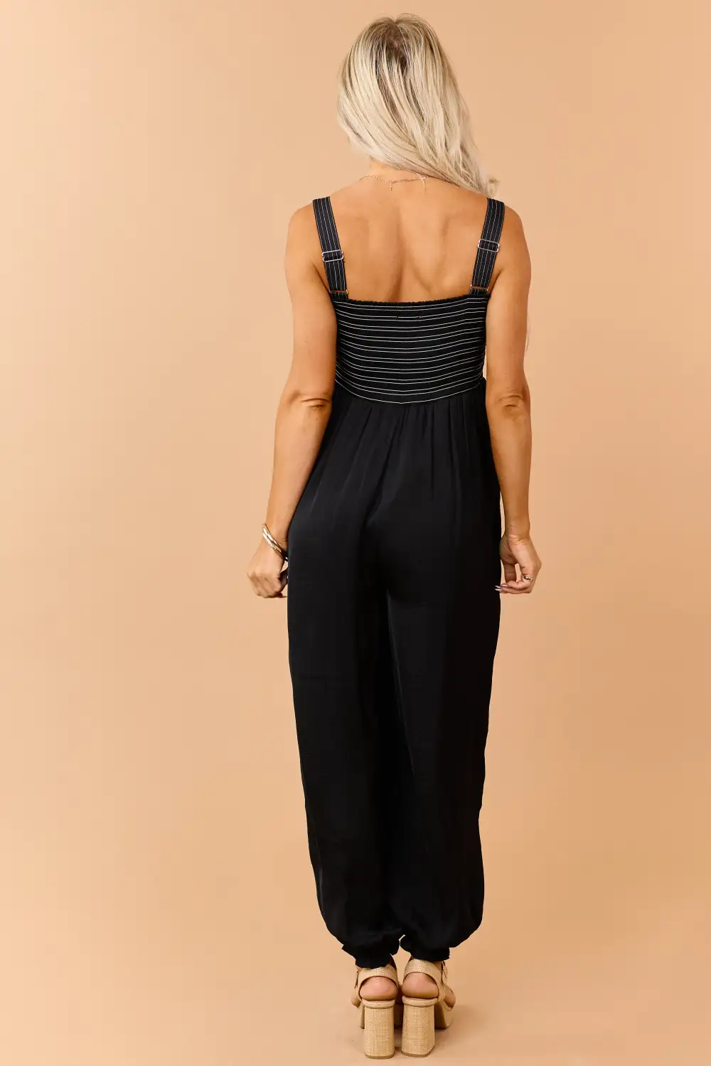 Contrast Stitch Smocked Bodice Jumpsuit Collection