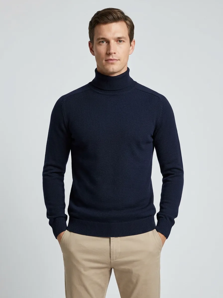 Men's Easy Everyday Ribbed Knit Turtleneck Sweater