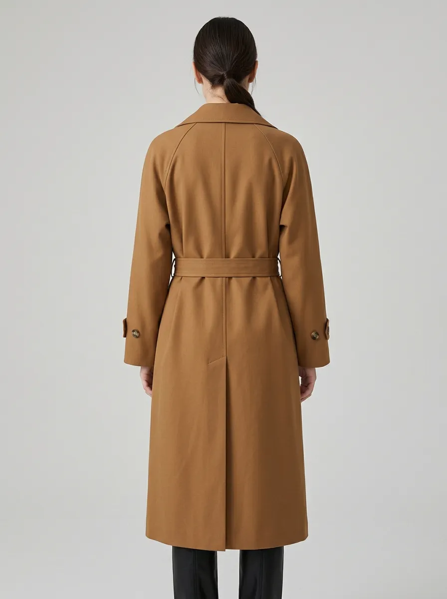 Women's Modern Belted Minimalist Classic Long Trench Coat