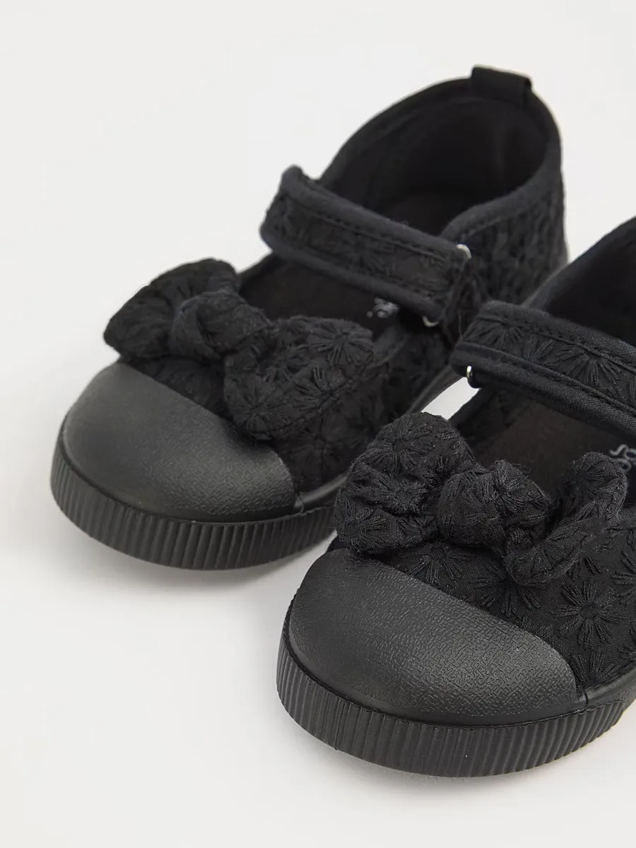 Black Broderie Mary Jane Shoes