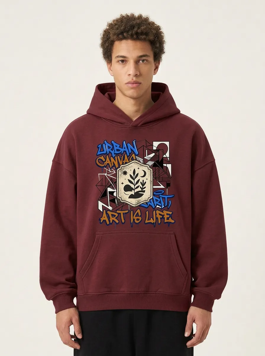 Unisex Urban Canvas Art Is Life Graffiti Hoodie