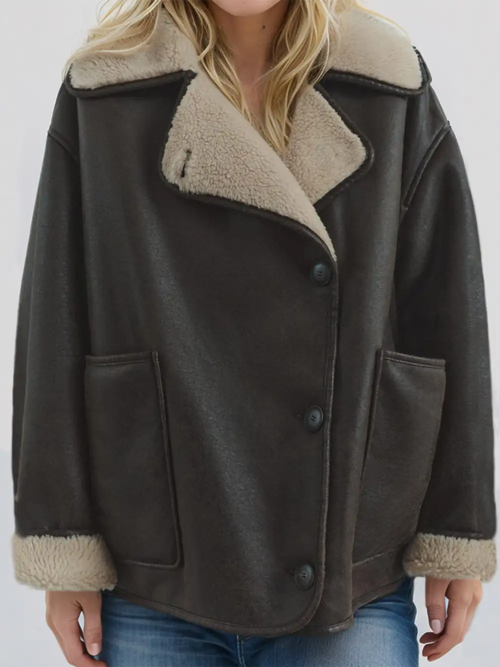 Collared Plush Pocketed Jacket