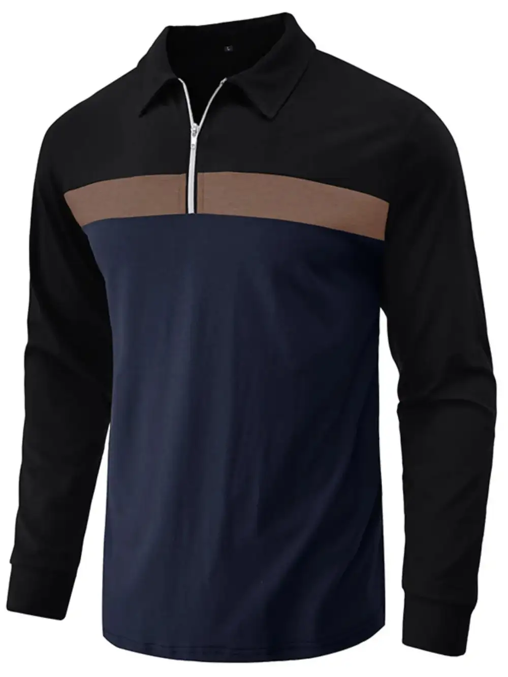 Textured Contrast Detail Collared Polo Shirt