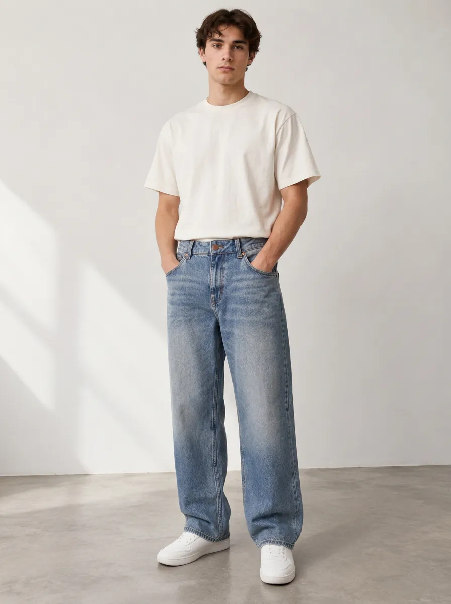 Men's Rugged Loose Fit Relaxed Denim Jeans