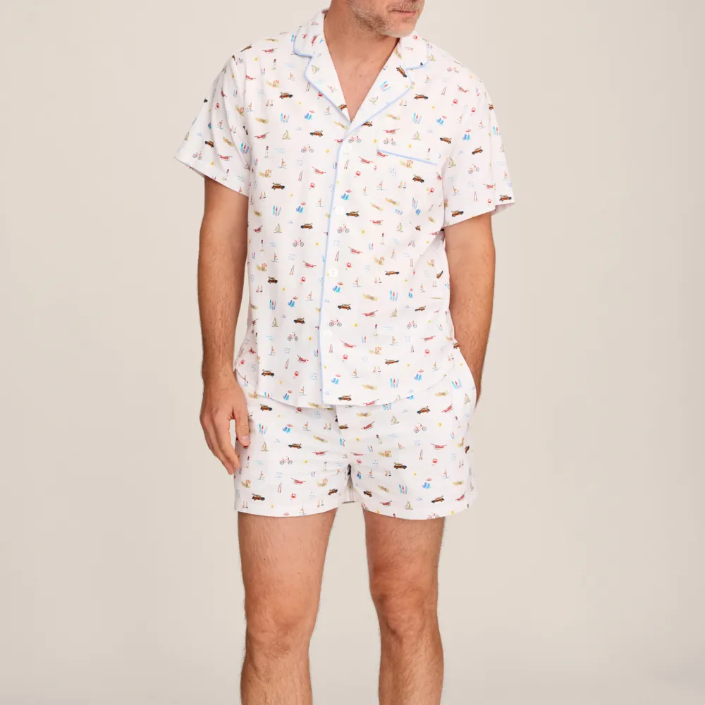 Nostalgia Print Twill Pajama Short Set