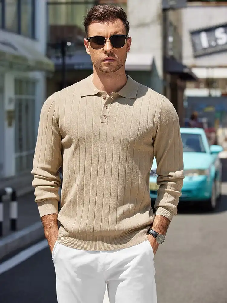Casual Knit Polo Sweater Hoodie