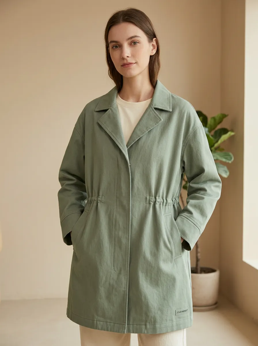 Casual Drawstring Waist Utility Jacket