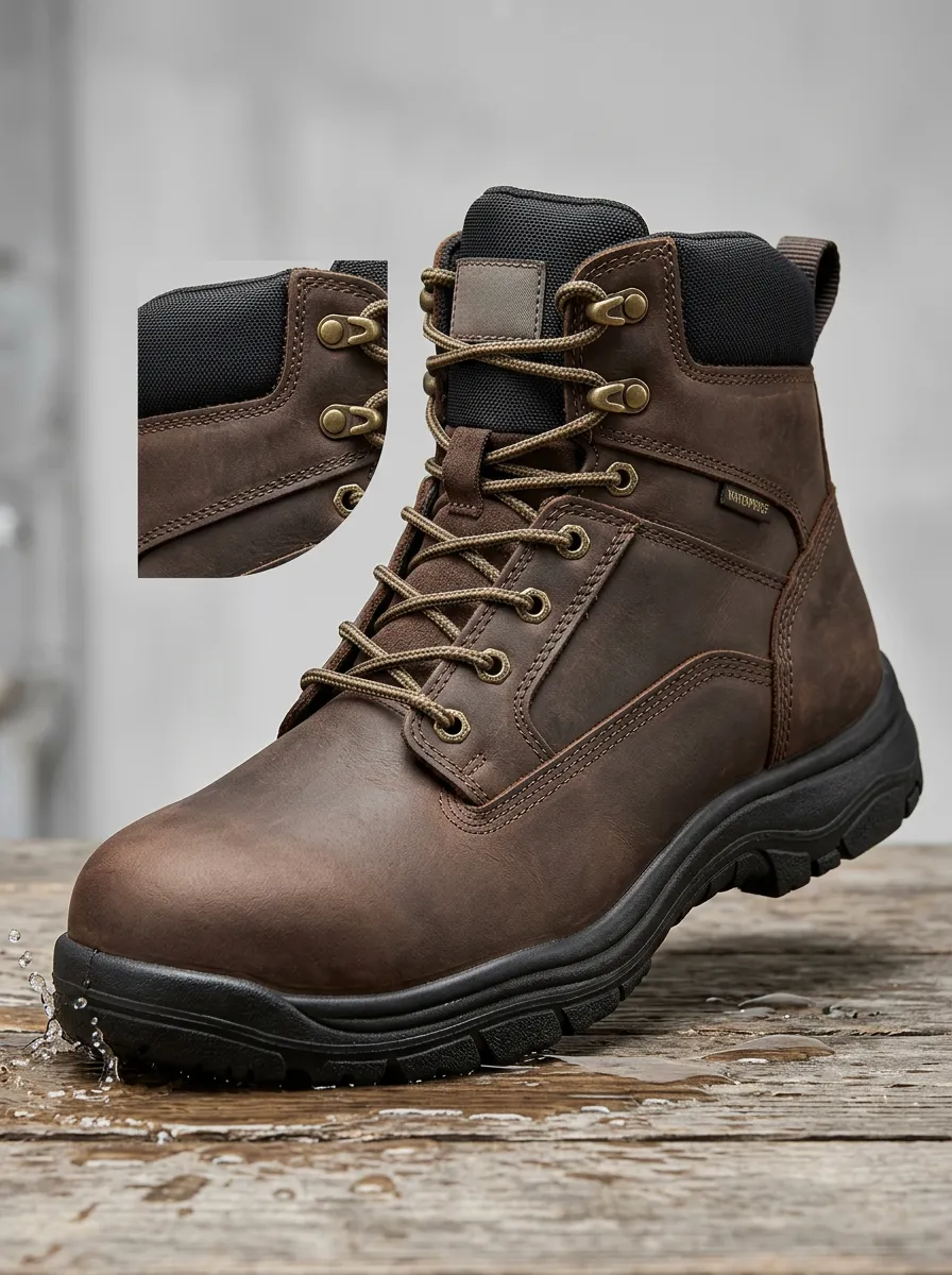 Daily Lace Finish Men' Waterproof Work Boots