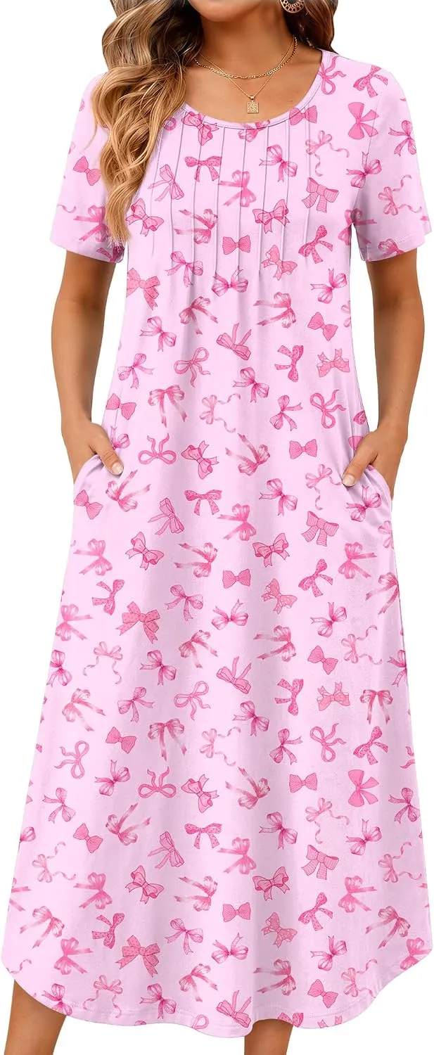 Ekouaer Cotton Nightgowns for Women Plus Size Moo Moos with Pockets