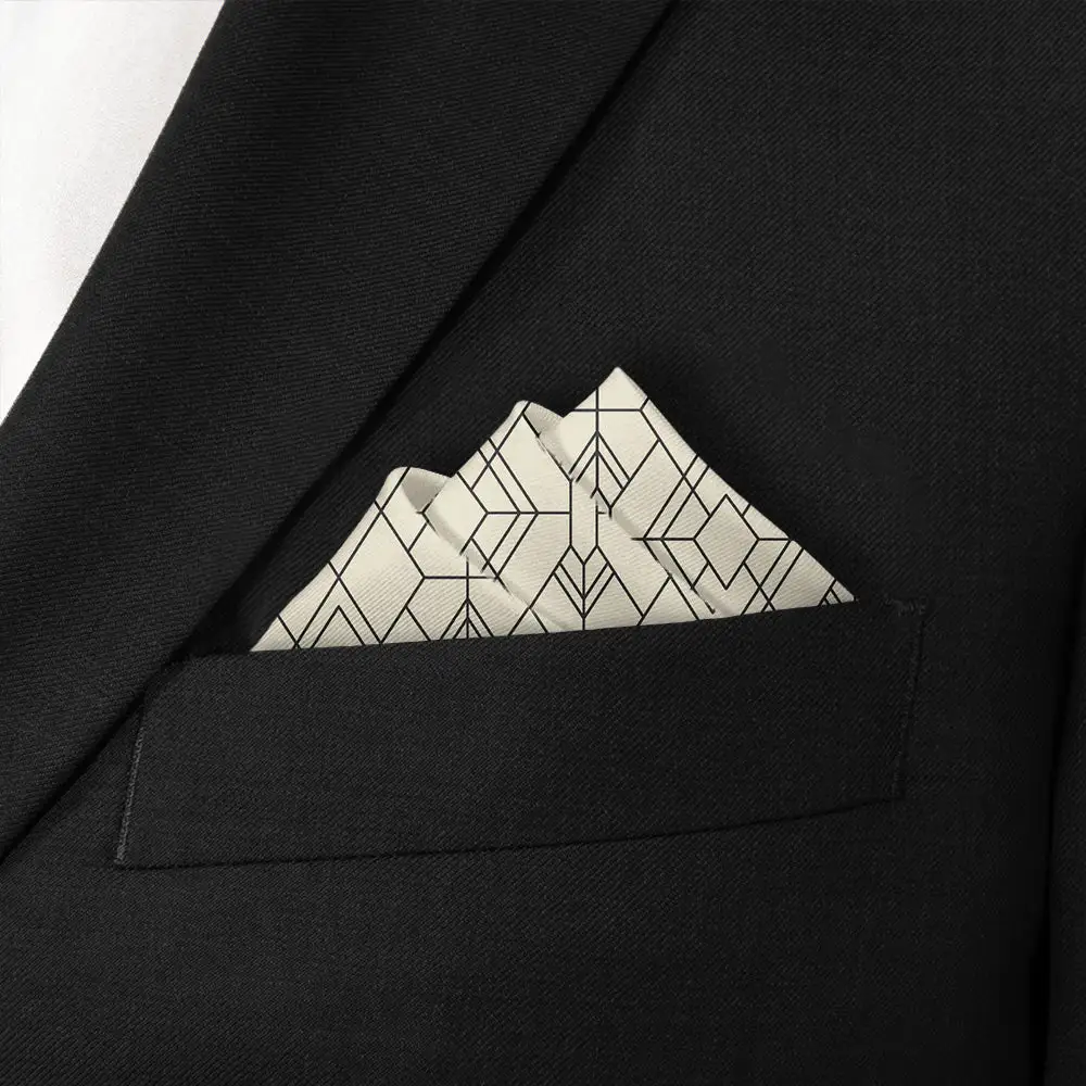 Elegant Formal Art Deco Geometric Pocket Square