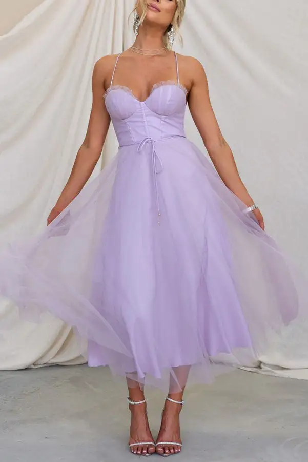  Corset Midi Dress Tulle A Line Design