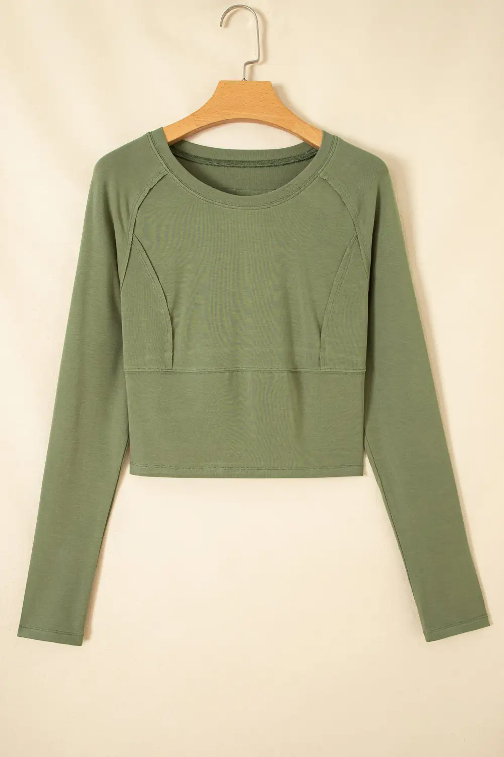 Solid Round Neck Ribbed Relaxed Viscose Blend Long Sleeve Top